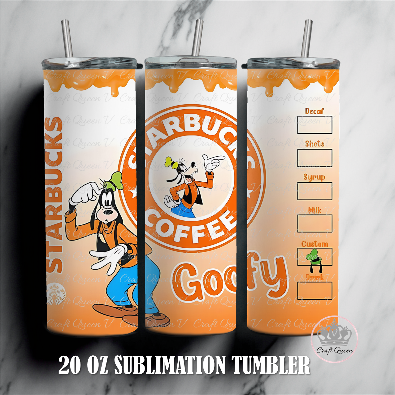 Goofy Starbies 20 Oz Sublimated Tumbler Craft Queen V Goofy starbies 20 oz sublimated tumbler craft queen v